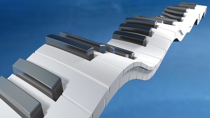 Keyboard of a piano waving on a blue sky - 3D rendering © Carlo Toffolo