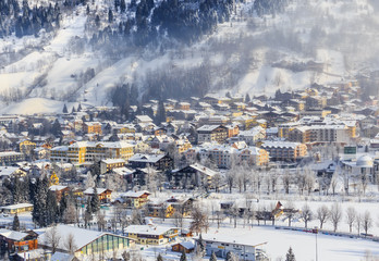 View of the town in the valley Gastein, Austria