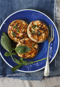 Grilled Camembert with basil