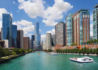 Rolgordijnen Uitzicht op het centrum van Chicago © zimmytws