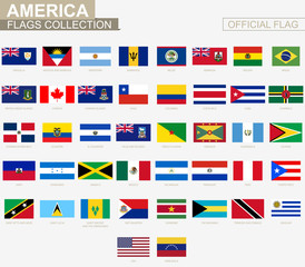 Obraz premium National flag of American countries, official vector flags collection.