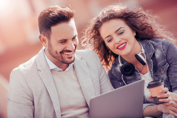 Couple having fun outdoors