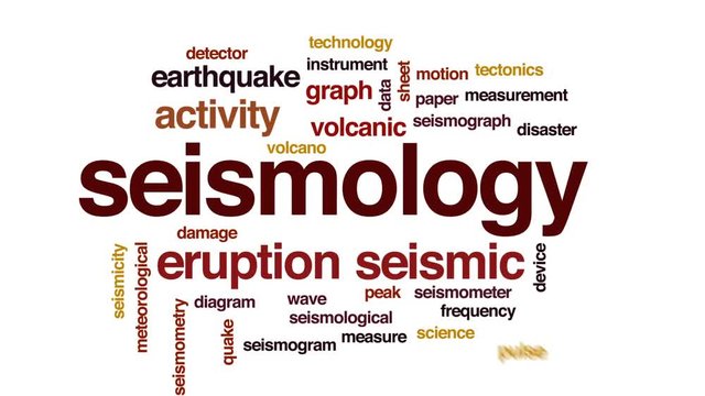 Seismology word cloud, text design animation.