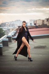 Fashionable woman on roof