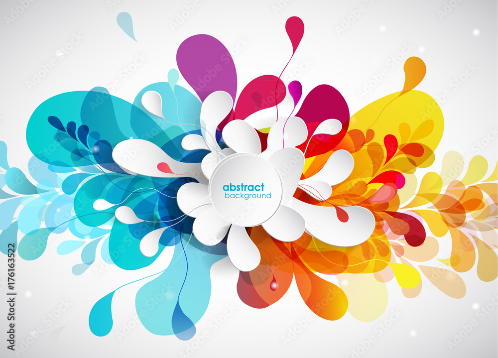 Wall mural abstract colored background with different shapes.