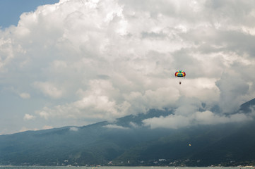 Parachute among the clouds