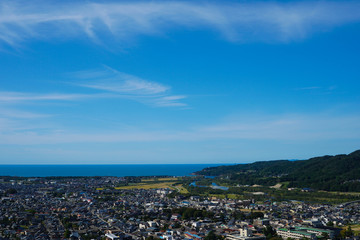 新潟県村上市臥牛山からの眺望