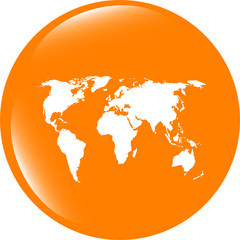Globe icon, earth world map on web button