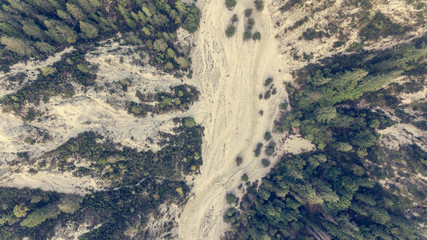 Fototapeta premium Top view of dry river bed.