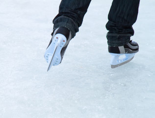 ice skates on winter ice
