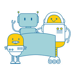 electronic robots with banner characters