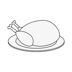 turkey on plate thanksgiving related icon image vector illustration design