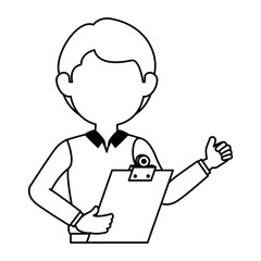 delivery worker with clipboard avatar character vector illustration design