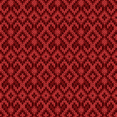 Knitted red seamless pattern