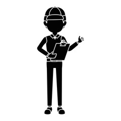 delivery worker with clipboard avatar character