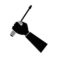hand with screwdriver tool isolated icon