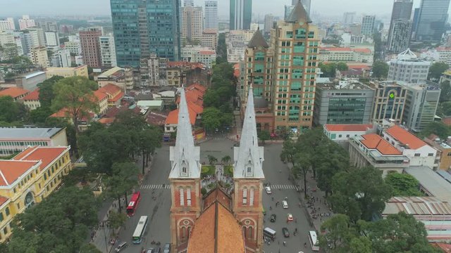 Ho Chi Minh Vientam Catholic church Notre Dame Basilica Saigon Aerial