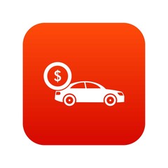 Car and dollar sign icon digital red