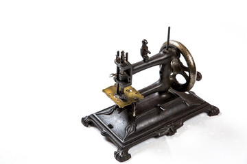 vintage sewing machine isolated on white