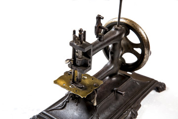 vintage sewing machine isolated on white