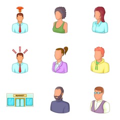 Fototapeta premium Clerk icons set, cartoon style