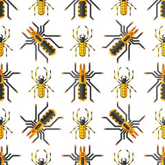 Spider web silhouette arachnid fear seamless pattern scary animal design nature insect danger horror halloween vector icon.