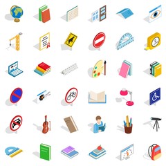 Examination icons set, isometric style