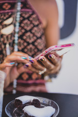 Black woman using cell phone