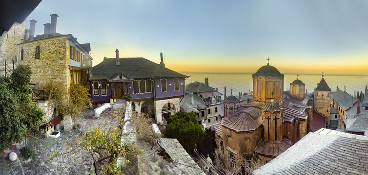 Internal view of Monastery at Holy Mount Athos, Chalkidiki, Greece