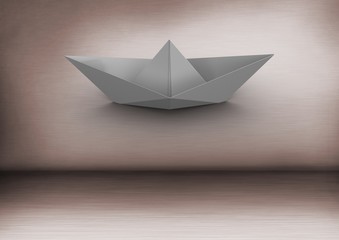 Paper boat in room