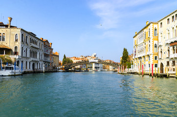 VENICE, ITALY - circa MAR, 2015: Water view at Canal Grande and ponte Accademia, Venice