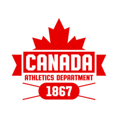 A Canadian athletics department shirt design in vector format featuring a classic maple leaf icon.