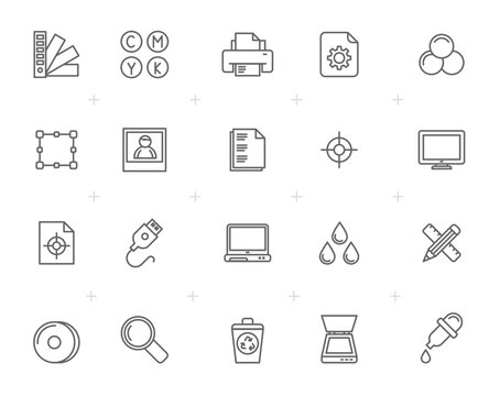 Line Print industry icons  - vector icon set