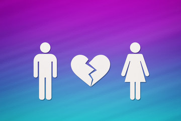 Paper man and woman with heart. Abstract conceptual image