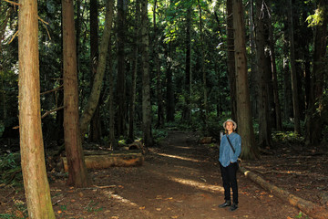 Fototapeta premium Dark photo of hiker