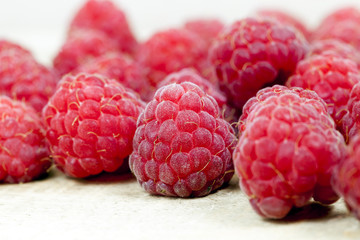 Red ripe raspberries