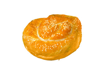 pie with cheese filling  isolated on white, clipping path included