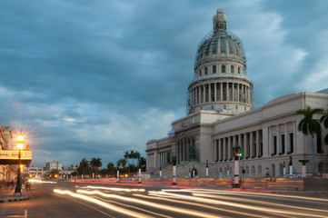 Sunset at the capitol of Havana.Cuba