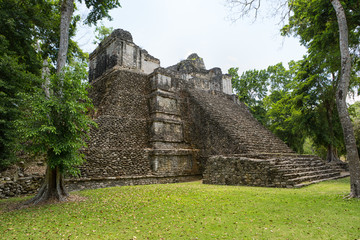 pyramid building at the less visited Maya archeological site of Dzibanche Mexico