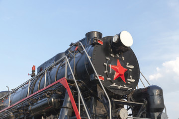 old steam locomotive close-up
