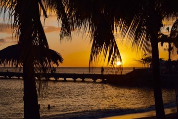Coucher de soleil orange Caraïbes
