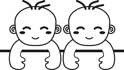 zwillinge 2 paar team duo brüder geschwister wand text rahmen schild klein süß niedlich windel kind baby comic cartoon