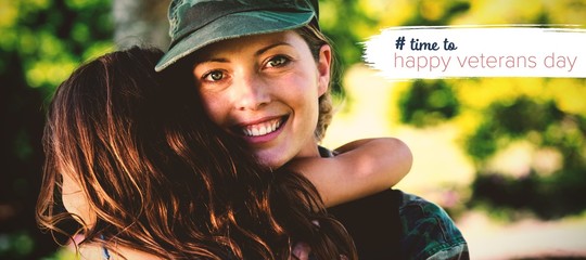 Composite image of logo for veterans day in america hashtag