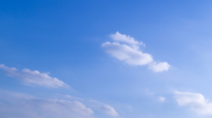 bright blue sky with clouds and sun. cumulus, background, weather.