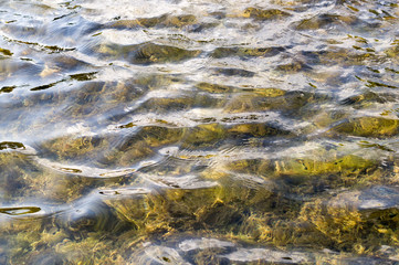 texture of water in tiled pool, fountain. background, nature.