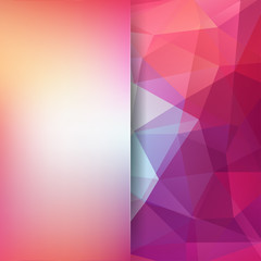 Polygonal vector background. Blur background. Pink, orange colors.