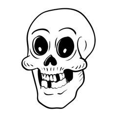 Hand drawing Halloween Skull head Cartoon -Vector Illustration
