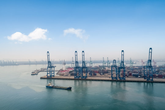 aerial view of container terminal