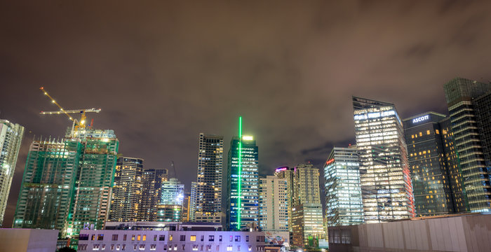 BGC, Bonifacio global city skyscrapers at night on oct 10, 2017 in Manila, Philippines