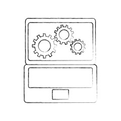 laptop and gears hardware technical icon web icon